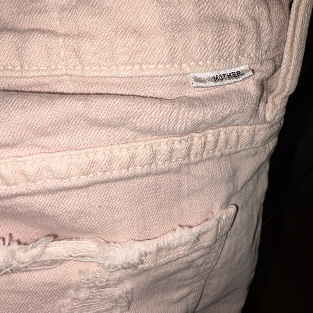 Mother High Rise Straight Leg Jeans Blush Pink Distressed Raw Hem Size 29 - Picture 12 of 13